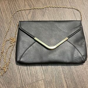Black Clutch with Gold Strap